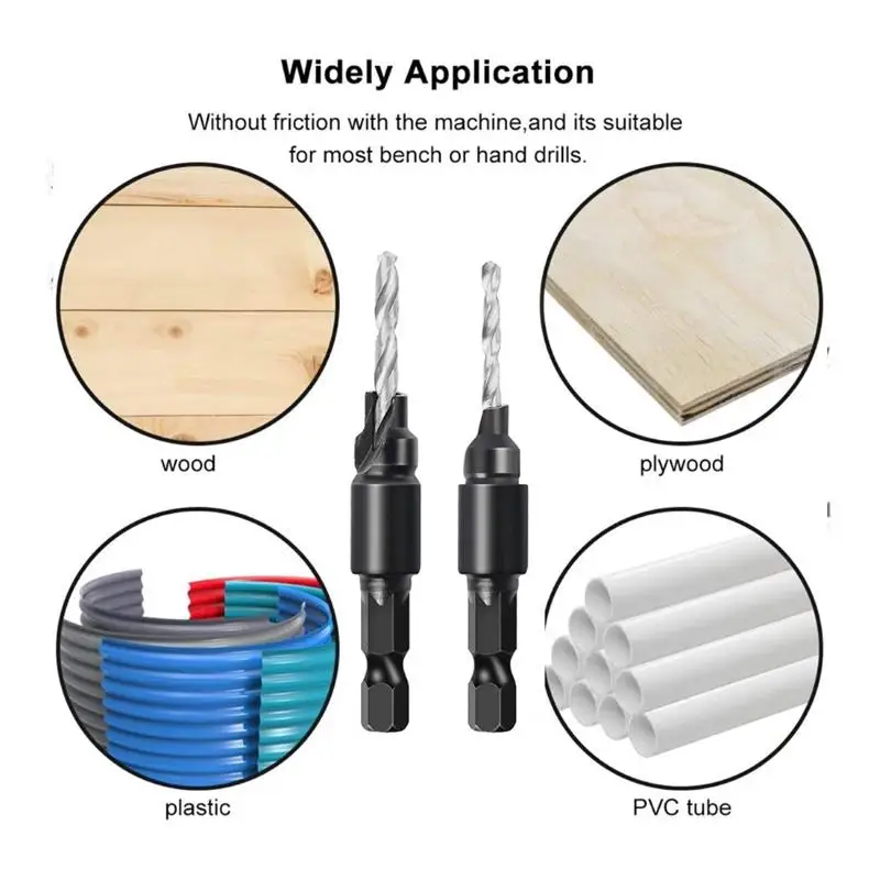 Набор сверл для зенковки комплект из 5 насадок сверления пилотных отверстий