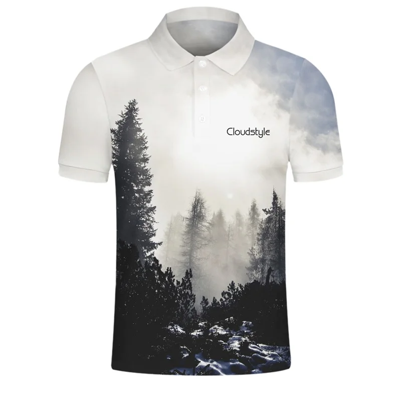 Рубашка поло мужская с отложным воротником и 3D принтом черепа|Поло| |