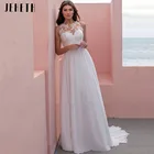 Женское шифоновое свадебное платье JEHETH, элегантное платье-трапеция с аппликацией в стиле бохо, без рукавов, со шлейфом