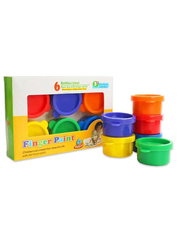 6 шт./компл. Детские краски на палец яркие цвета безопасная моющаяся гуашь краска