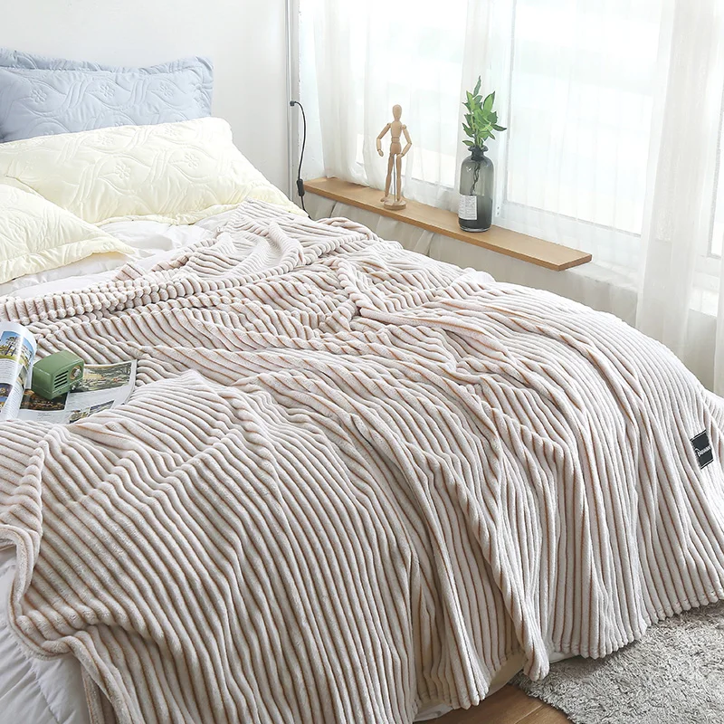 Green Stripe Blanket Bedding Sheet Queen King Travel for Bed Adult Bedspread Sofa Throw |