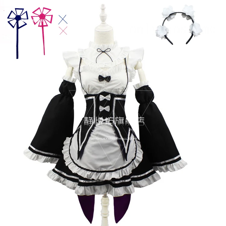 package 1 Ram/Rem Косплей Re: zero Hajimeru Isekai Seikatsu черный синий красный костюм горничной платье служанки - Цвет: package 1