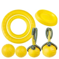 yellow pet toy dog training floating toys pet ball bite pull ring flying discs foam bite resistant dog interactive toys