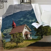 nknk brank beauty blanket mountains plush throw blanket houses bedspread for bed landscape thin quilt sherpa blanket animal