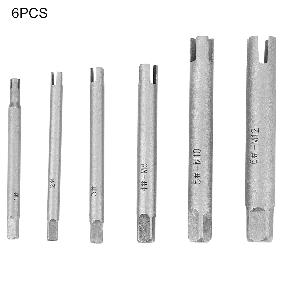 

6Pcs Broken Screw Tap Extractor Tool High-Speed Steel Damaged Screw Remover Bolt Wire Screw Extractor Tools Wrench Set Drill Bit
