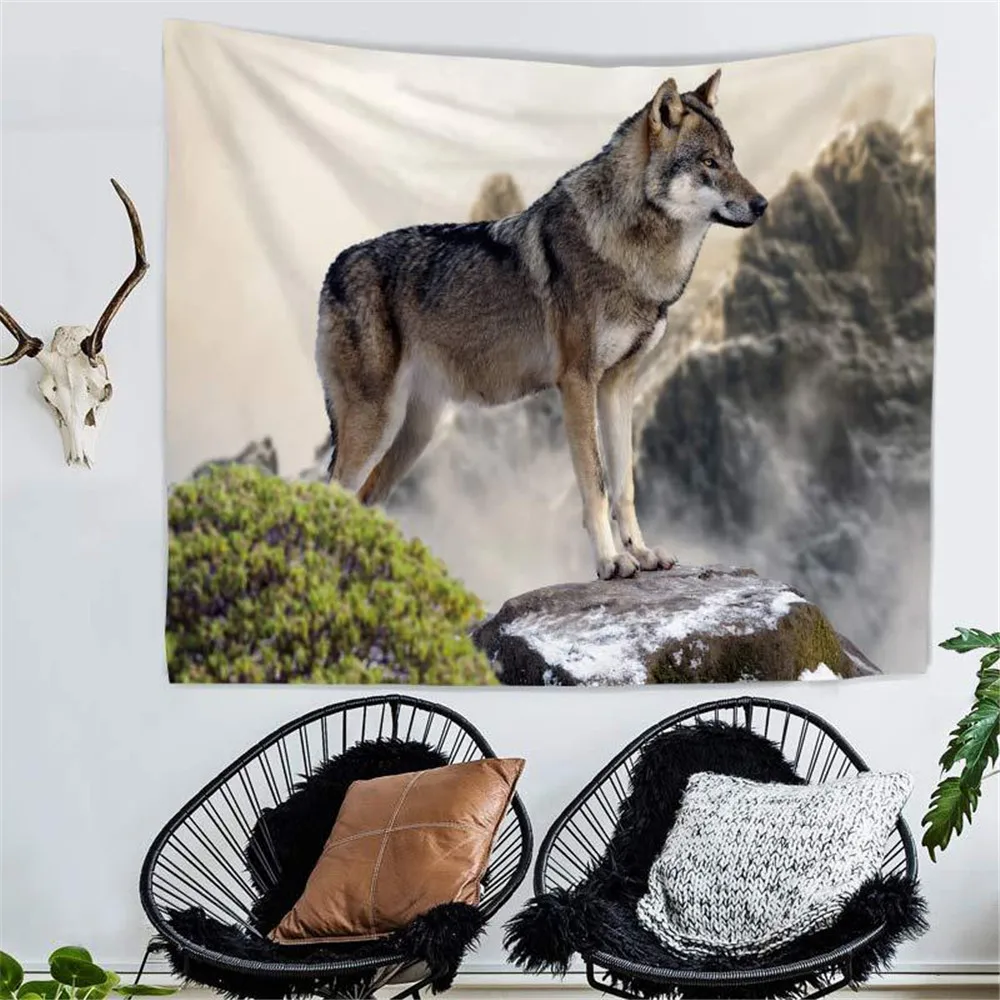 Волки святых гобелены с изображением животных украшения стены висит Лев Волк