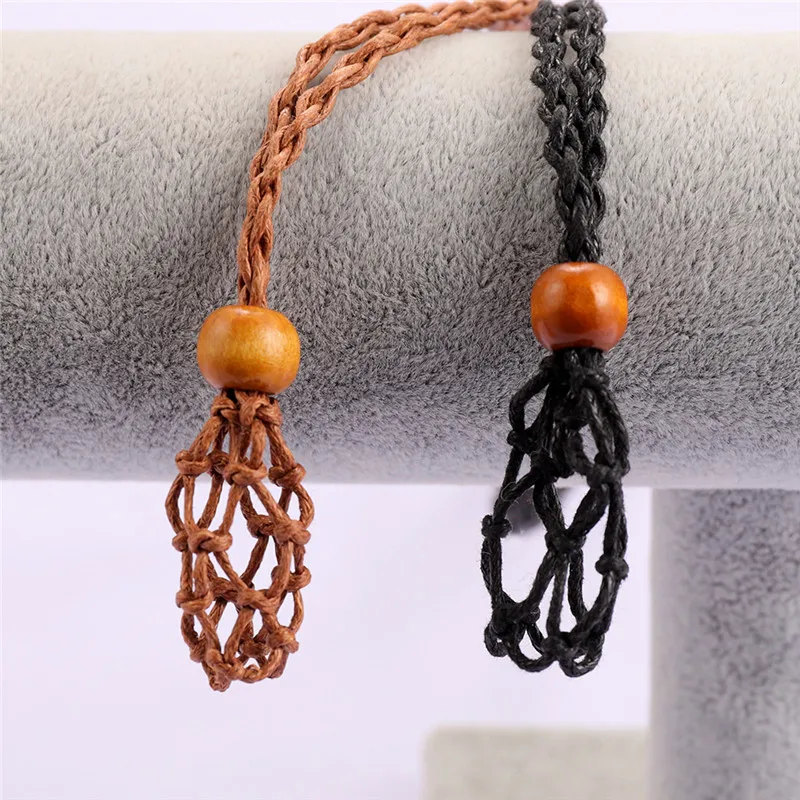

1pcs Colorful Wax Rope Net Bag Pendant Necklace For Women Men Handmade DIY Necklace Adjustable Jewelry Not including stones