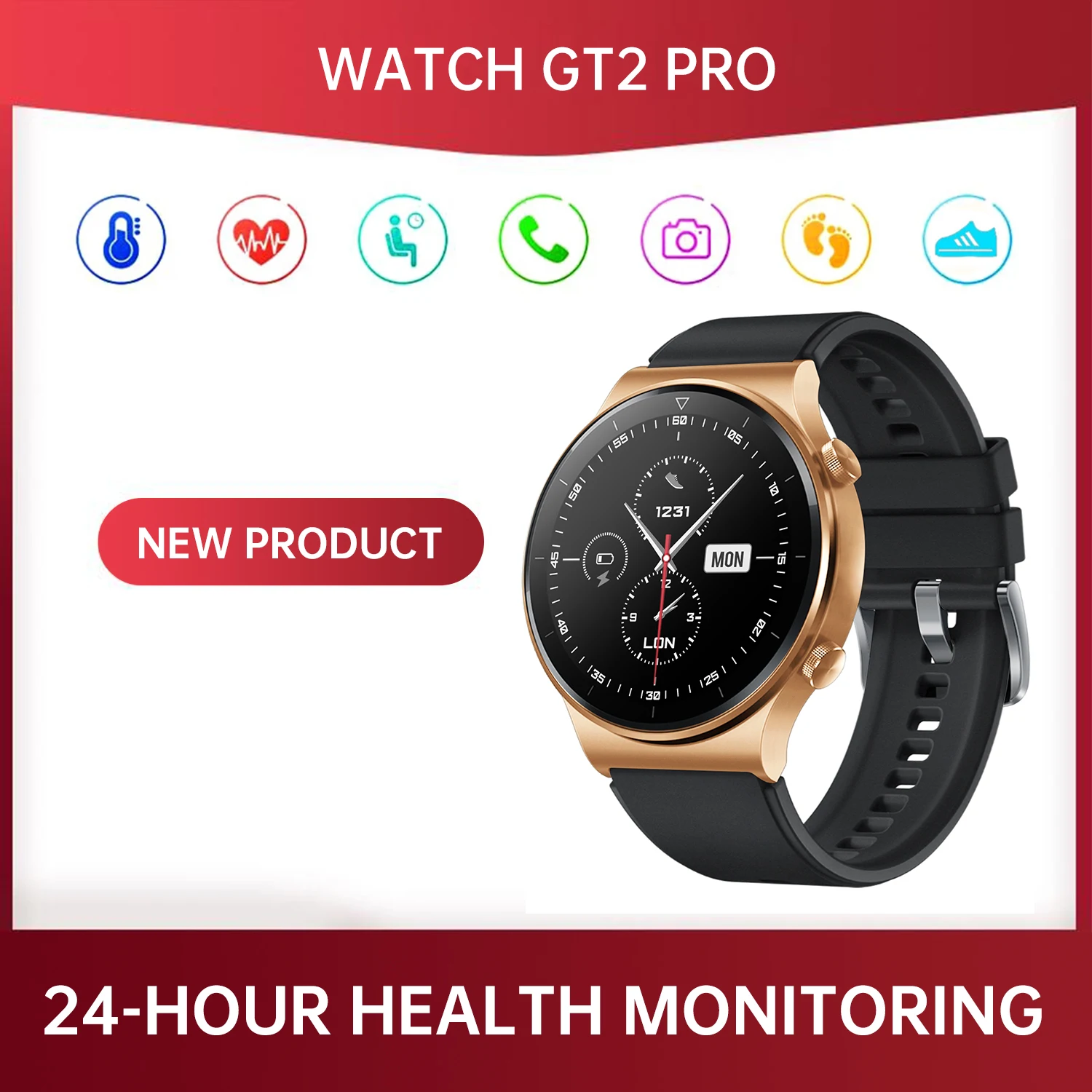 

2021 neue Smartwatch Herren-Voll-Touchscreen-Sport-Fitness-Uhr GT2Pro wasserdichtes Bluetooth, geeignet für Smartwatch-Männer