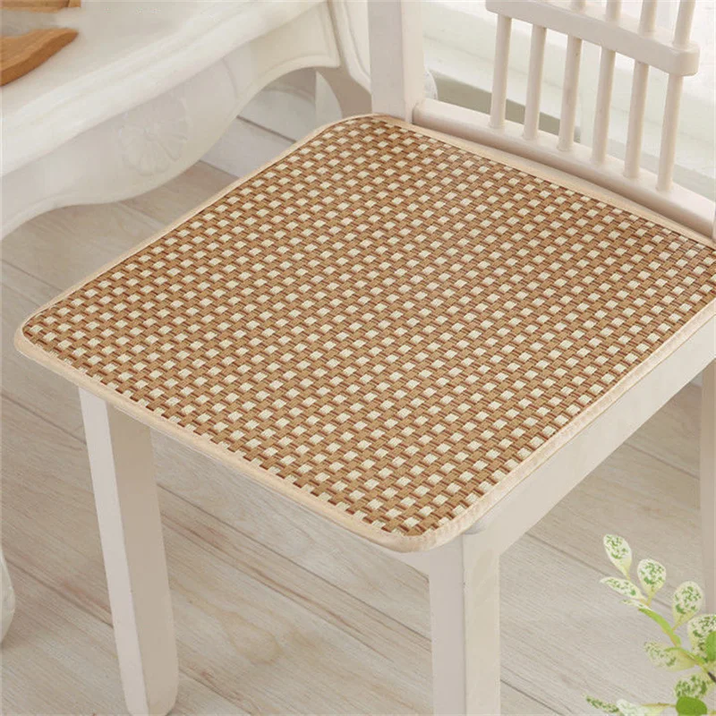 Summer Bamboo Cool Cushion Ice Silk Breathable Dining Chair Cushion Office Chair Cushion Car Seat Mat Front Back Can Be Used