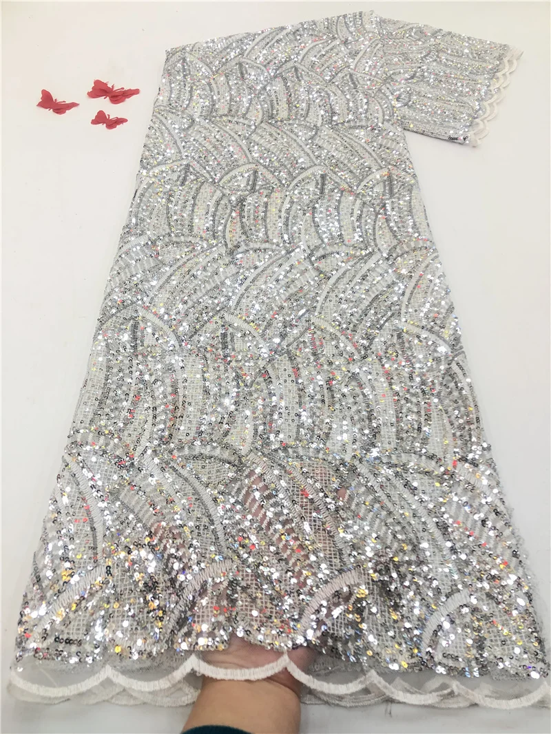 

PGC Green African Sequins Lace Fabric 2021 High Quality Lace Nigerian Lace Fabrics Dubai French Lace Material Sewing NI4709-2