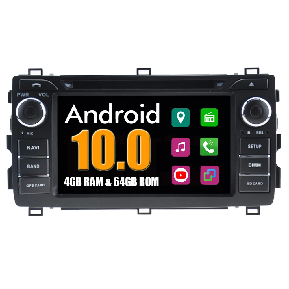 Автомобильный мультимедийный плеер RoverOne для Toyota Auris &amp E180 2013 - 2018 Android 10 4G + 64G DVD
