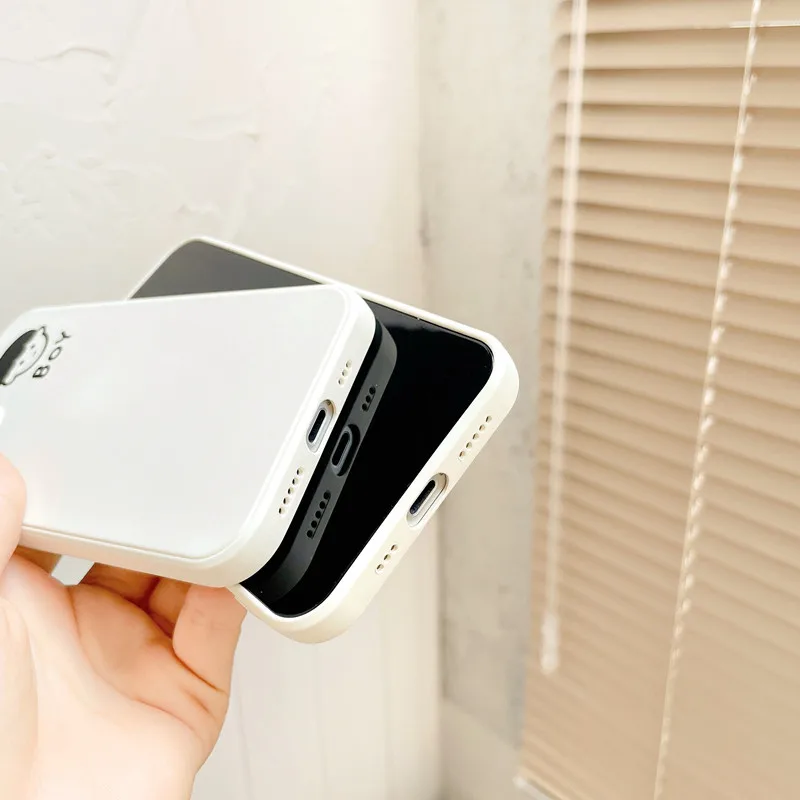 

Luxury Ultrathin Liquid Silicone Case For iPhone 12 11 Pro Max 12 Mini 6s 7 8 Plus XS XR XSMAX Cartoon lovers Faces Soft Cover