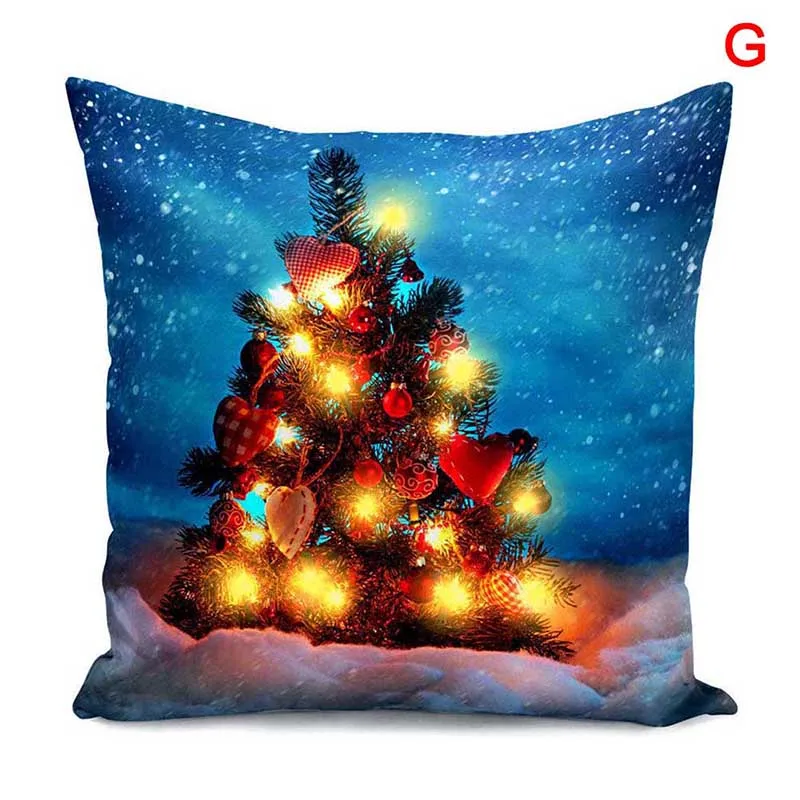 Чехол для подушки со светодиодной подсветкой 45x45 см мягкое Рождественское