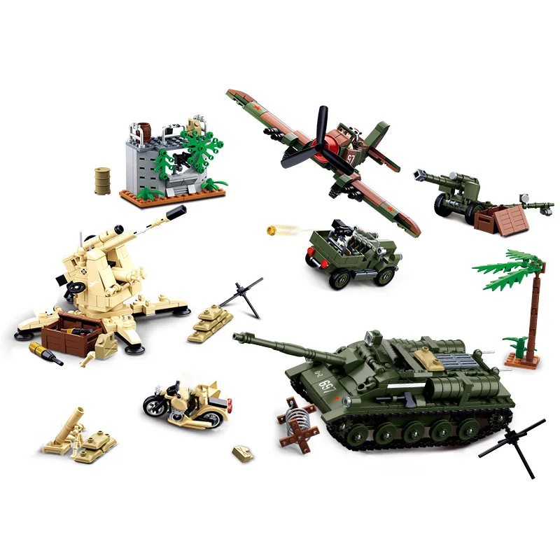 Sluban WW2 самолет, танк немецкие советские фигурки строительные блоки Второй мировой войны 2 конструктор совместимый с лего армейский бронированный наборы транспортных средств