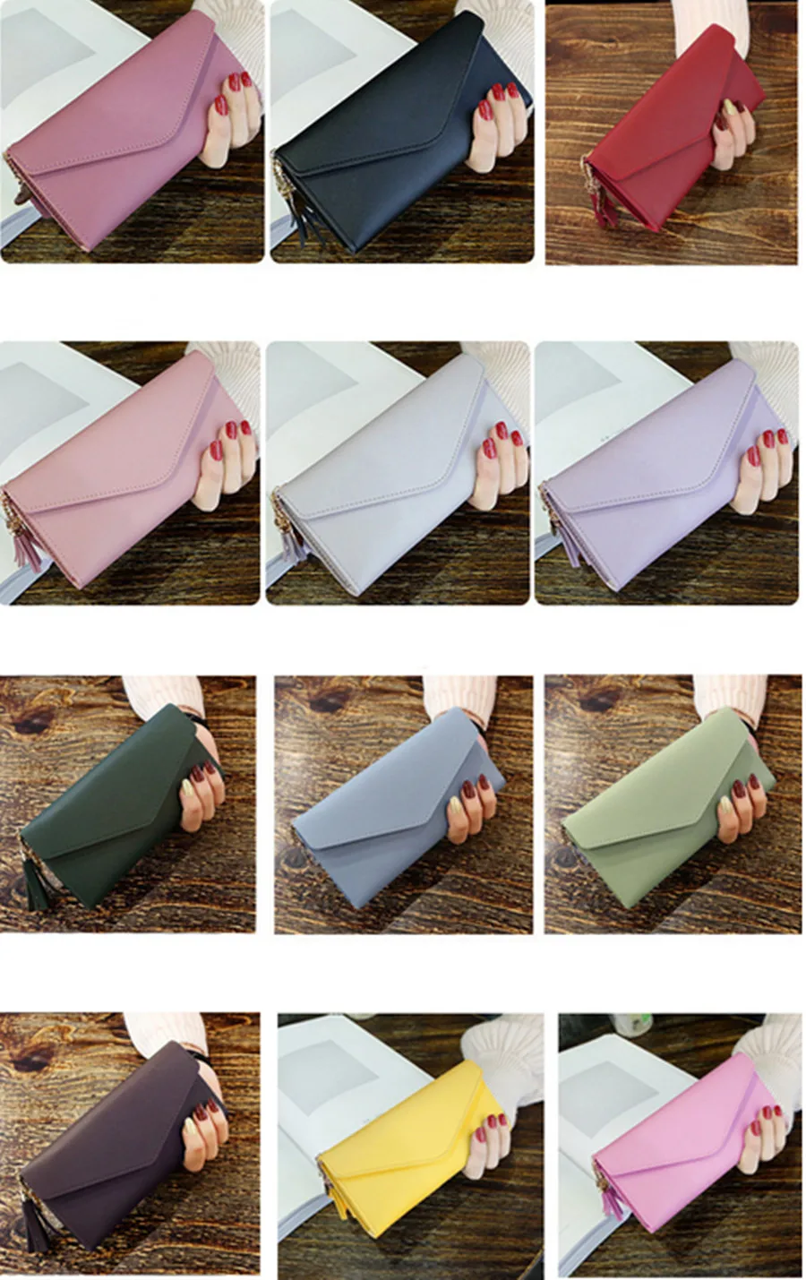 Модный женский кошелек 2020 простой на молнии с надписью love и кисточкой длинный