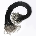 Черный Плетеный Регулируемый кожаный шнур 10-30 шт. 45 см, восковой шнур для рукоделия, цепочки для ожерелья, браслета, фурнитура для изготовления ювелирных изделий