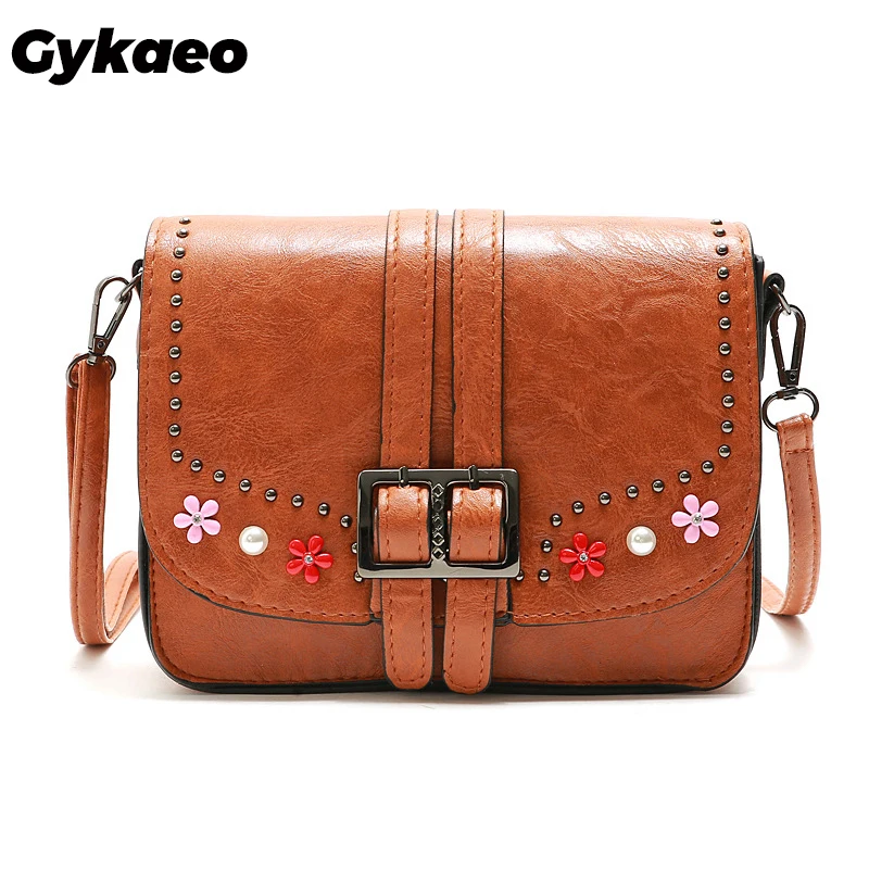 Gykaeo 2021 весенние женские сумки на плечо из мягкой кожи с заклепками и бриллиантами