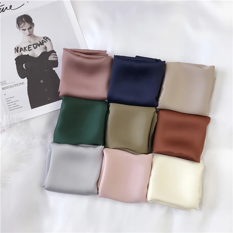 Brick Red Small Chiffon Silk Hair Tie Headbands Bandana Bag Spring Hijab