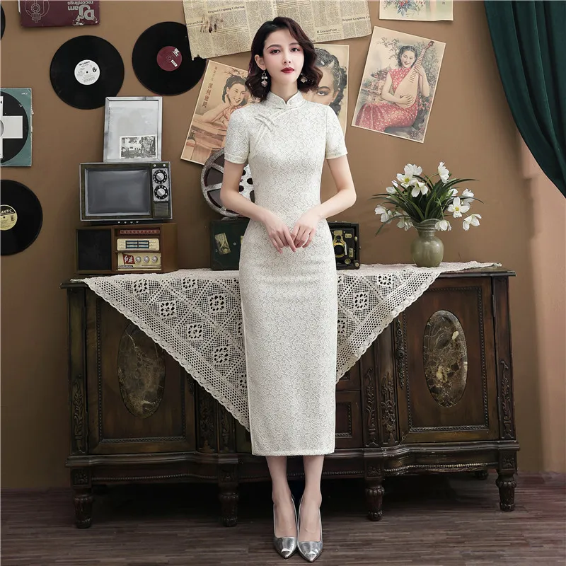 Женское кружевное платье Ципао Sheng Coco длинное праздничное банкетное в китайском