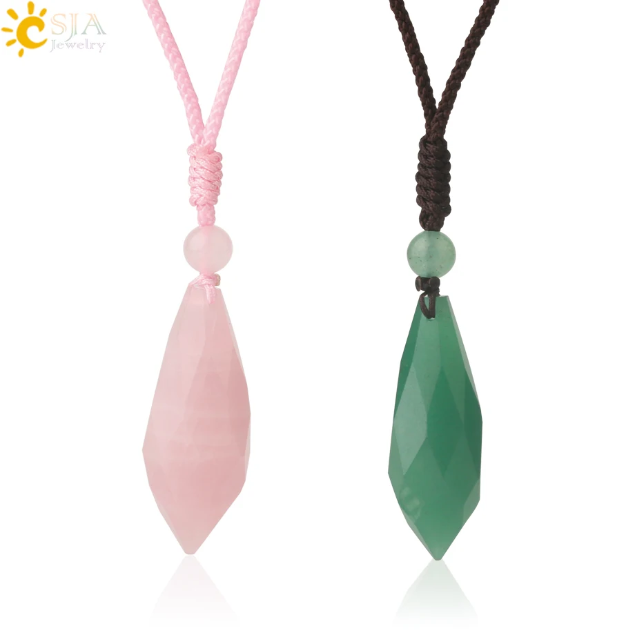 Ожерелье CSJA длинное ожерелье с подвеской в виде капли воды ограненный природный