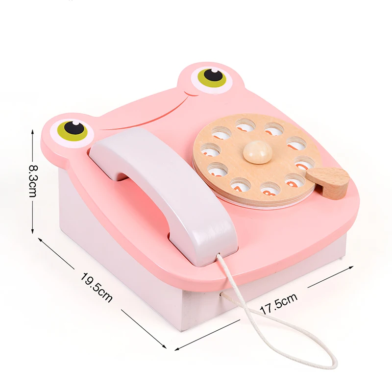 

Wooden Phone Toys Cartoon Frog Telephone Toy Simulation Analog Telephone Game High Quality Early Educational Phone Call Toy Gift
