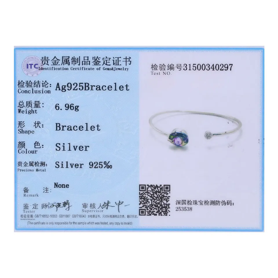 

UMCHO Solid Real 925 Sterling Silver Crystal Bracelets & Bangles For Women Fashion Wedding Anniversary Band GiftsFine Jewelry