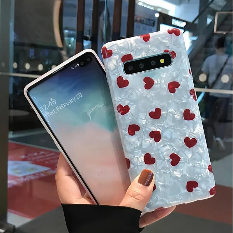 YHBBCASES для samsung Note 10, 8, 9, Модный чехол с раковиной для samsung Galaxy S10, 5G, S8, S9 Plus, мягкие чехлы с мультяшным сердцем