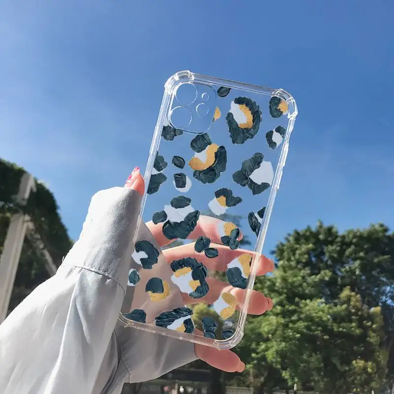 

Leopard Print Phone Case Transparent for Clear iPhone 11 12 8 7 6 6S XS MAX Plus X 5S SE 2020 XR mini pro
