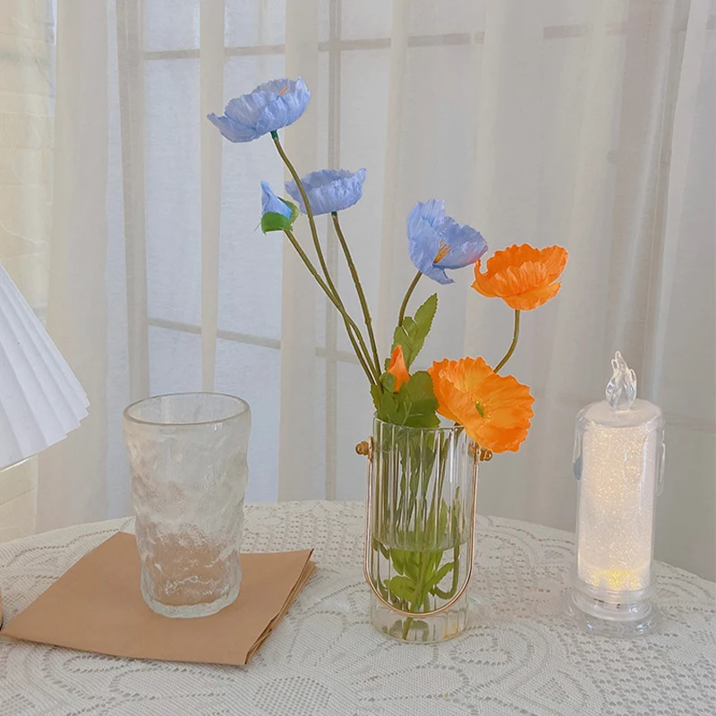 Домашний декор имитация цветов мака Шелковый цветок флокирование искусственные