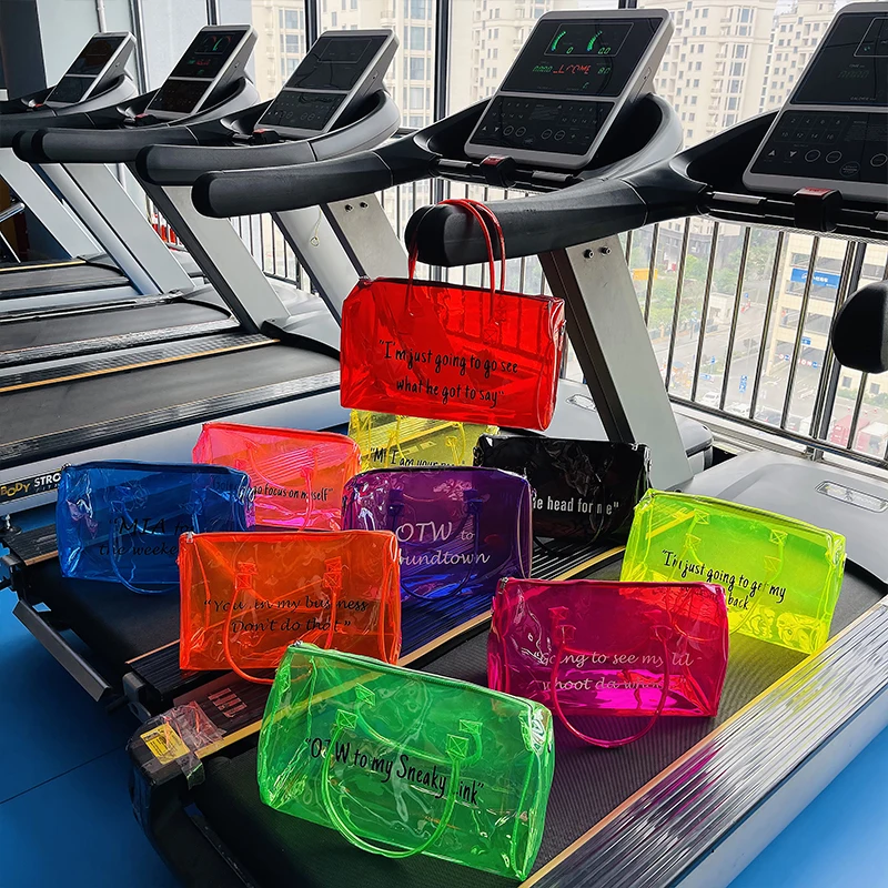 

Cross-border travel bag portable pvc gym bag outdoor yoga transparent letter bag beach bag