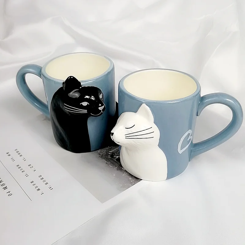 2 шт поцелуй кошка кофе пара ручной работы кружка смешной чайный набор