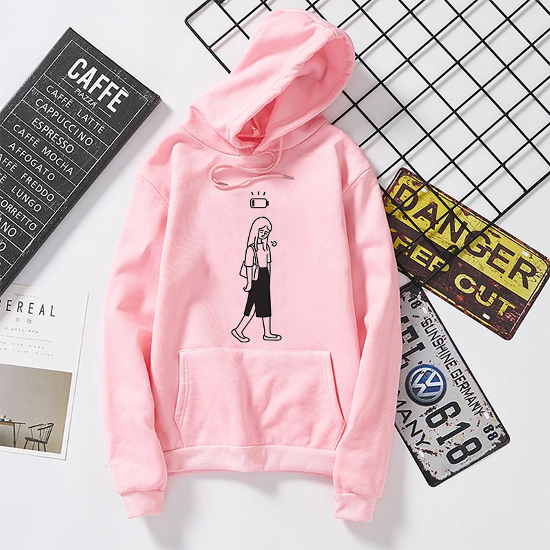 

2019 Spring Autumn Kawaii Women Hoodies Girls Letters Print Girl Power Sweatshirts Women's Long Sleeve Hooded