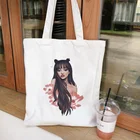 Красивая сумка через плечо с мультипликационным принтом Ariana Grande, большая вместительность, уличные сумки на плечо, Повседневная сумка, женская сумка в стиле Харадзюку, кошелек