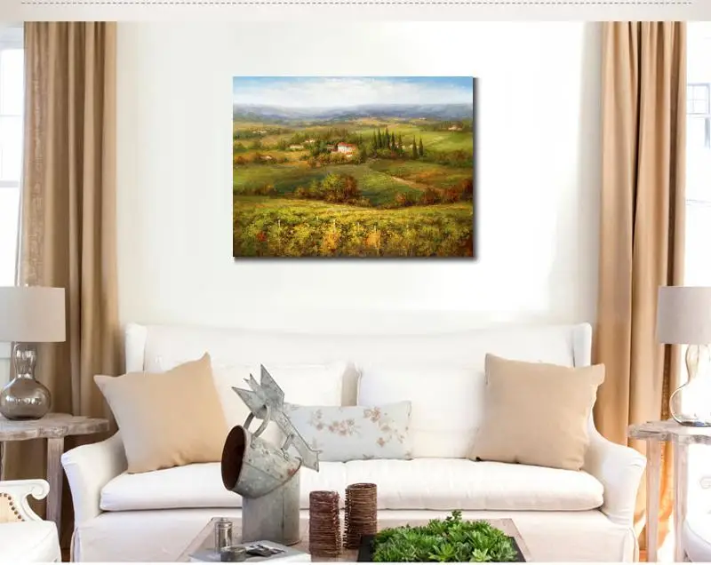 Koop Wall Art Lanscapes Schilderijen Villa D Calabria Hand Geschilderde Kunstwerk Van Dorp Veld Foto Voor Home Decor