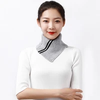 women triangle scarf ring wool neck warmer contrast color stripes cowl collar loop female soft autumn winter knit accessories