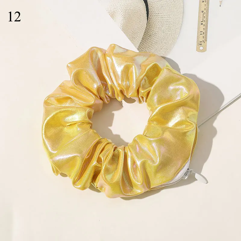 Gradient Color Scrunchies With Zip Zipper Women Elastic Hair Bands Laser Cloth Luxury Pocket Ring Girls Accessories |