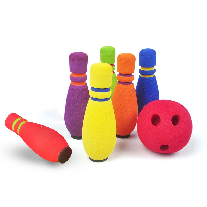 Детский Забавный Набор для боулинга NBR 1 шарик 6 штырьков игра Bowling спортивные