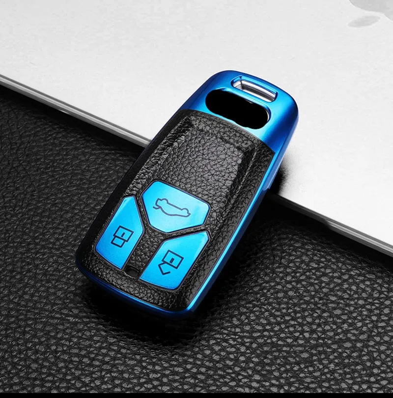 

Carbon Fiber TPU Car Key Cover Case for Audi Q5 Q7 A4 B9 TT TTS 8S 2016 2017 2018 2019 Car Keyless Remote Protective Shell