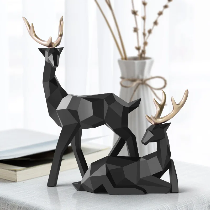 

Deer Decoration Statue Resin Sculpture Geometric Home Decor Nordic Statues Deer Figurines Modern Decoration Abstract Tabletop