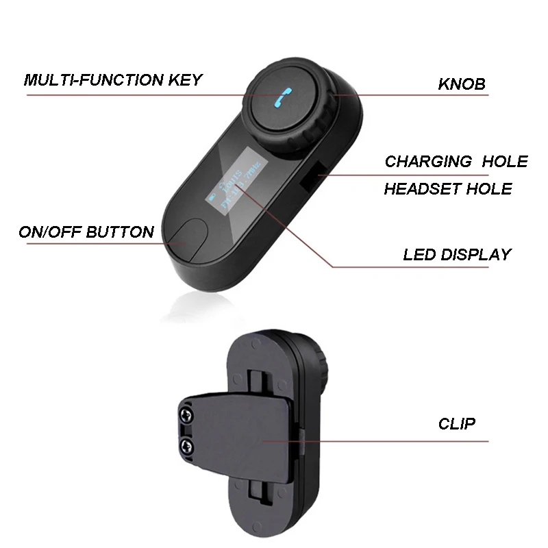 Мотоциклетная bluetooth гарнитура для шлема наушники динамик 800 м водонепроницаемая