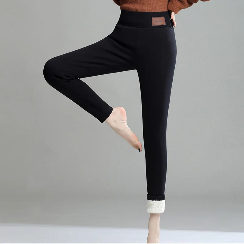 Winter Women Leggings Velvet Warm High-waist Leggings Thickened Cold-proof Solid Color Leggings Warm and Comfortable Leggings