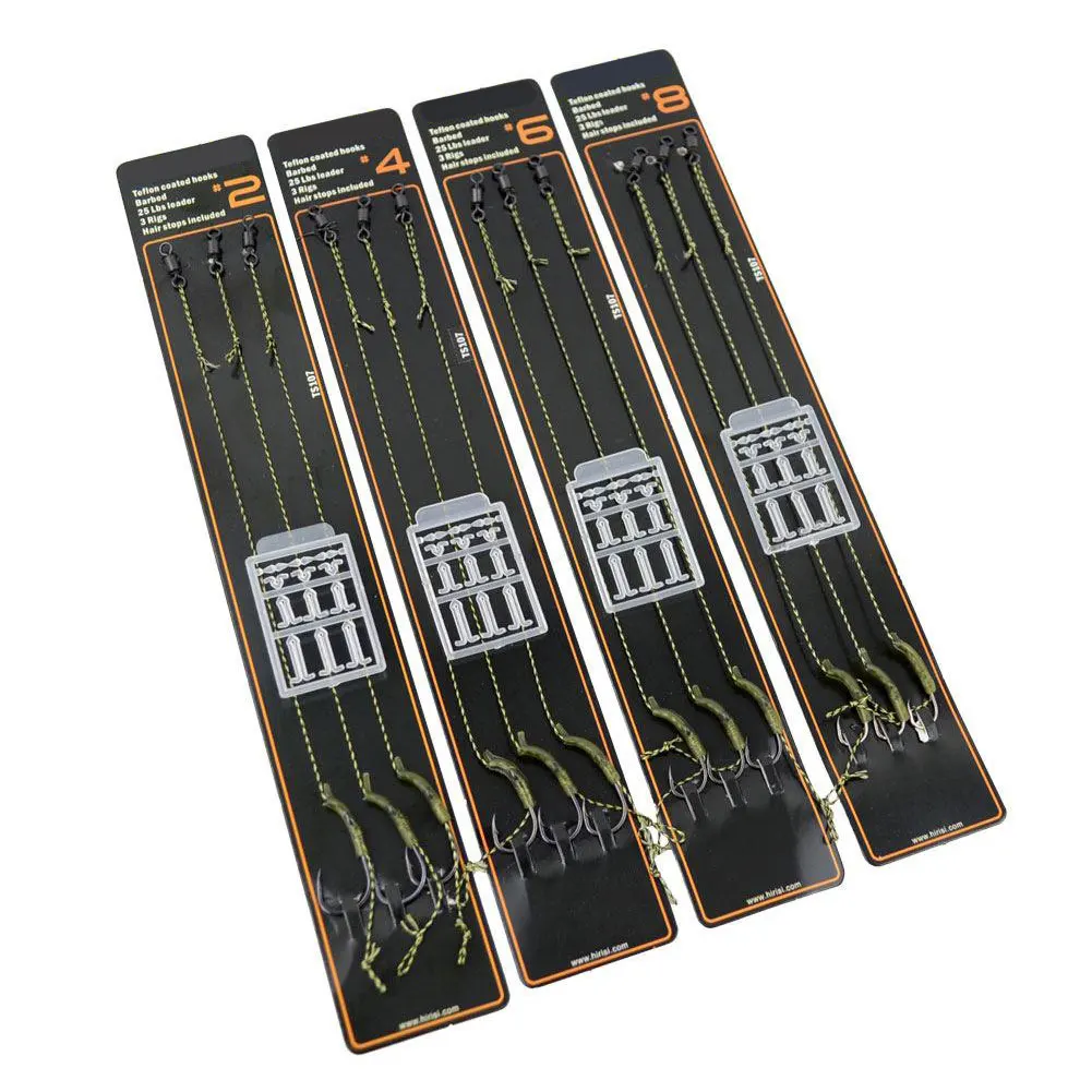 

4Sets Carp Fishing Hair Rigs Sizes 2# 4# 6# 8# Curved Barb Carp Hook Barbed Thread Line Fishing Tackle Equipment Accessory Pesca