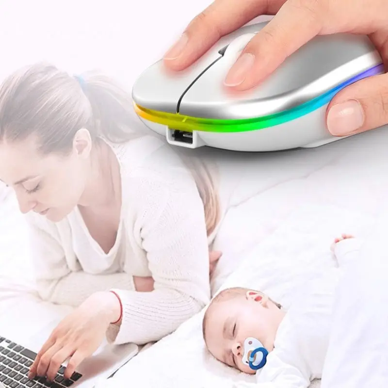 Беспроводная оптическая мышь 2 4 ГГц USB перезаряжаемая RGB беспроводная для ПК