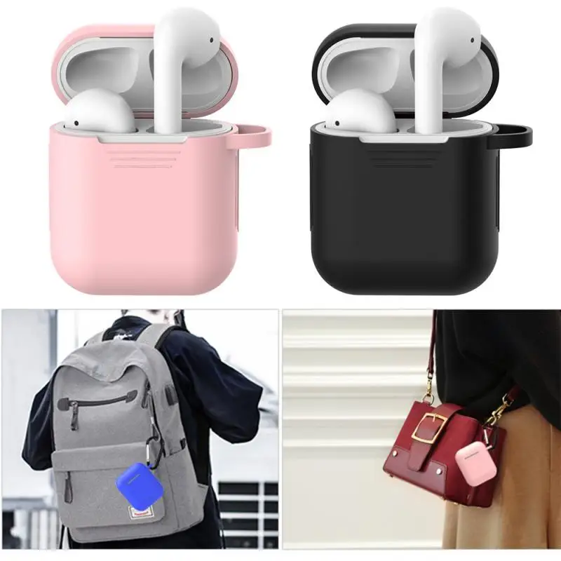 Силиконовый чехол для Airpods 1 2 8 цветов защитный наушников Bluetooth беспроводной