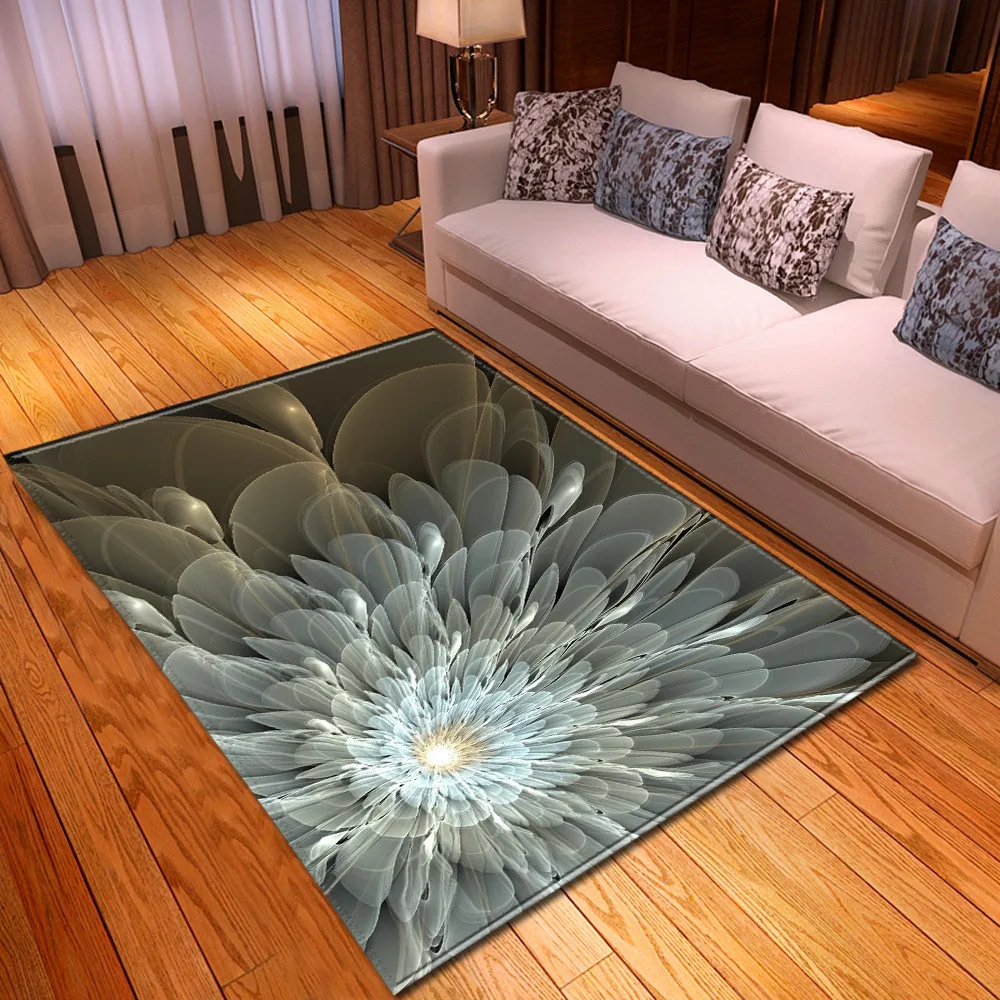 

Simple Fashion Dining Room Floor Area Rug Soft Flannel Bedroom Rug Children Room Play Mat Kaleidoscope Flower Living Room Carpet
