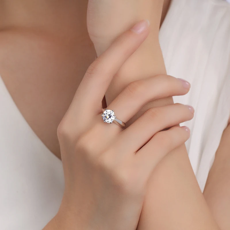 6 коготь Классическая 1.0ct Помолвочное с солитёром обручальное кольцо для Для женщин из белого золота 18 карат, ручная работа, GIA Ювелирные изделия с алмазами