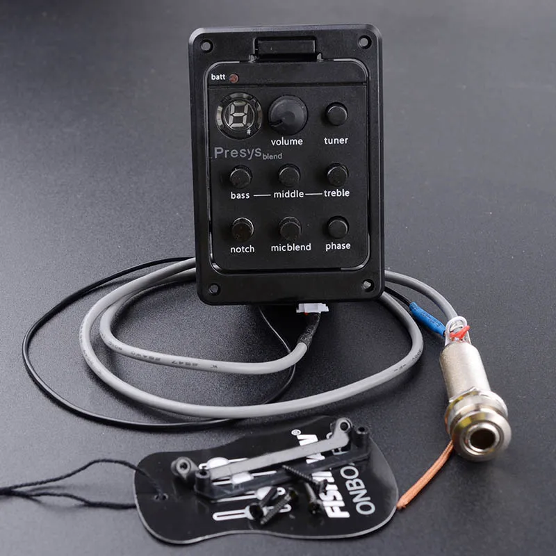 4 акустической гитары Пикап предусилитель эквалайзер с тюнером микрофон Piezo Endpin