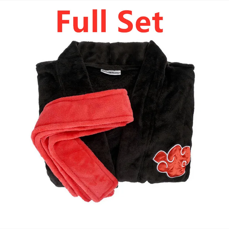 

Anime Hapyto Uchiha Itachi Cosplay Costume AKatsuki Robe Nightgown Cloak Flannel Bathrobe Fleece Warm Pajamas