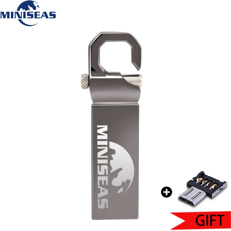 Gray with adapter USB флеш-накопитель Miniseas, реальная емкость, высокая скорость, Matel-12, милый, 8 ГБ, 16 ГБ, 32 ГБ, флеш-накопитель, флешка для ПК - Цвет: Gray with adapter