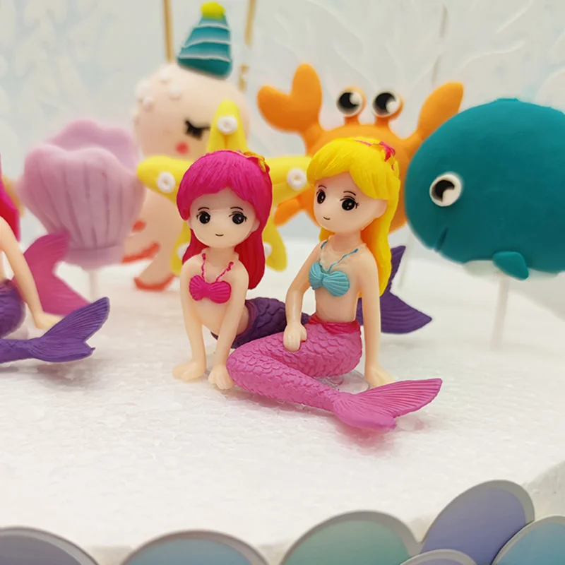 Mermaid Cake Topper Birthday Party Supplies Wedding Dolls Figurine Sea Animals | Decorations